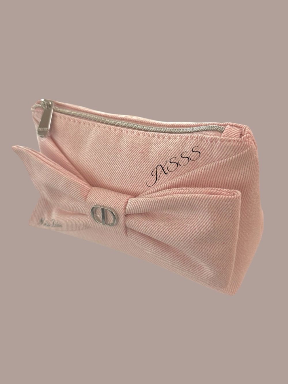 Light-Pink Dior Beauty (Miss Dior) Bow-Embroidered Cosmetic-Makeup Bag - Picture 4 of 15